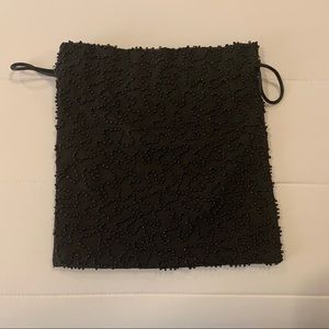SCALA Black Drawstring Pouch Handbag
